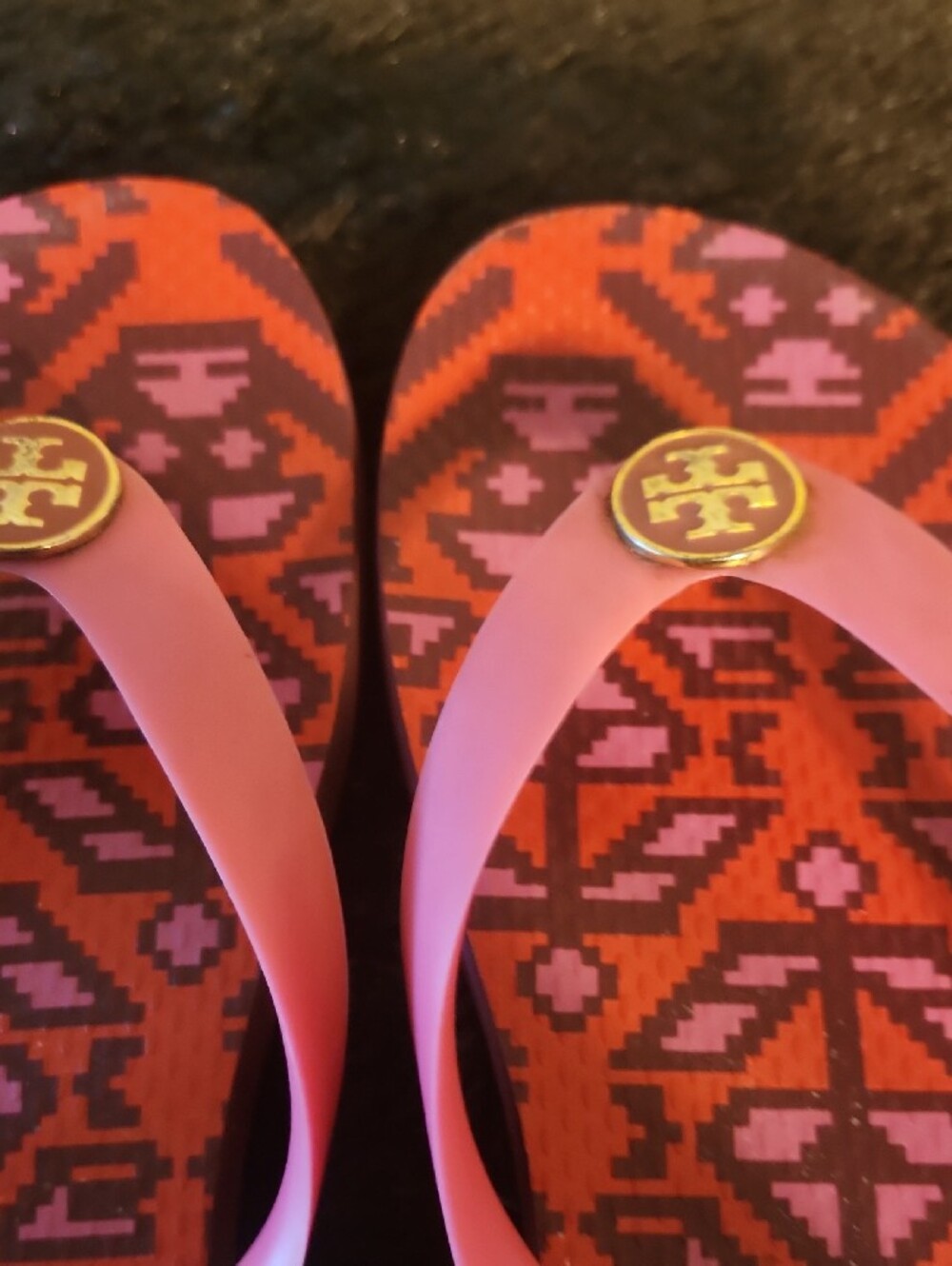 Tory Burch Pink and Purple Patterned Flip Flop Sandals - Picture 6 of 6
